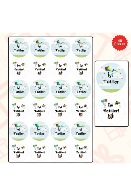 Holiday Stickers (Stickers) for Students, Matte Printing, 48 Pieces, 4 cm X 4 Cm, "Happy Holidays!\" Teacher