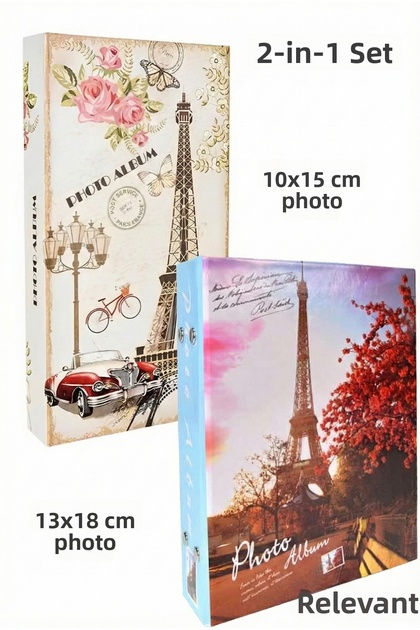400 Photo Album, 2 Photo Album, 10x15 cm and 13x18 cm Photo Album Paris Design Photo Album
