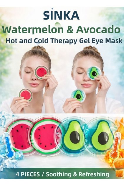 Eye Mask Gel Building Hot Cold Therapy Mask Watermelon and Avocado Model 4 Pcs