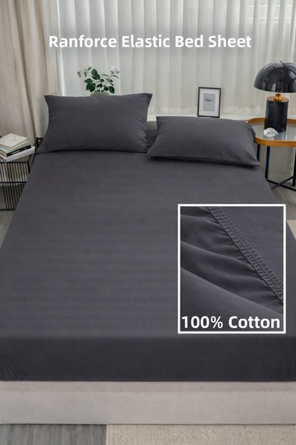Ranforce 100% Cotton Elastic Fitted Sheet Set | Pillowcase Included