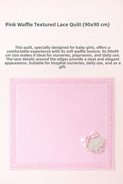 Lace Edged Chickpea Textured Pink Baby Girl Blanket