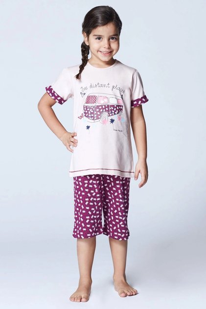 Powder Girl's Single Jersey Short Sleeve Capri Set 2865
