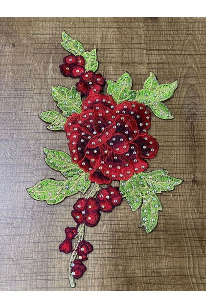 IRON-ADHABLE STONE SHINY FLOWER APPLIQUE ARRANGING BAG APPLIQUE T-SHIRT PRINT APPLIQUE Red