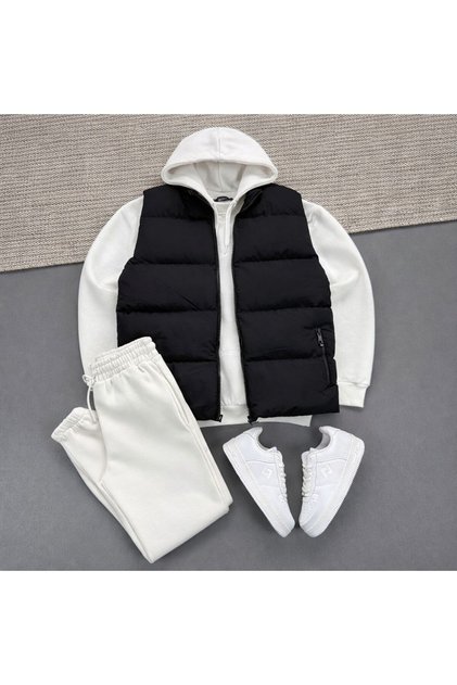 Men's 3-Thread Hooded Vest 3-Piece Set Combination