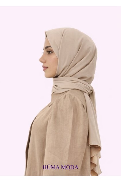 Bej Rengi Medine İpeği Eşarp Şal Kaymayan Terletmeyen Dört Mevsim Şık Tesettür Eşarp Hijab