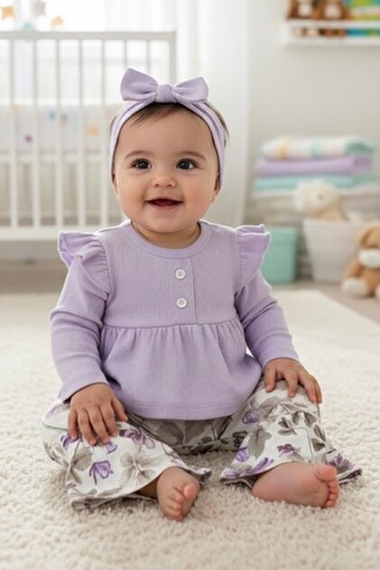 Cherub Baby Rose Floral Flared Baby Girl Suit- Trendyol