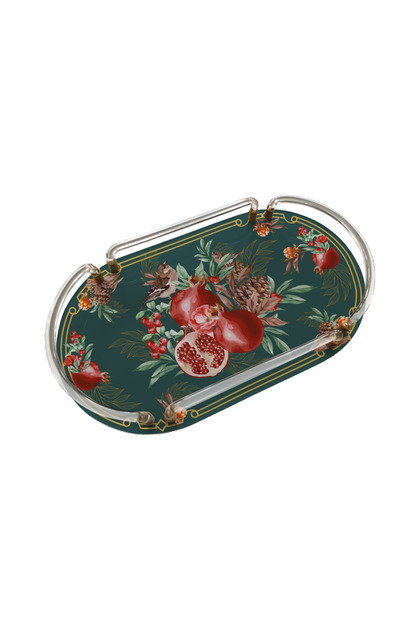 Pomegranate Green Oval Plexi Tray