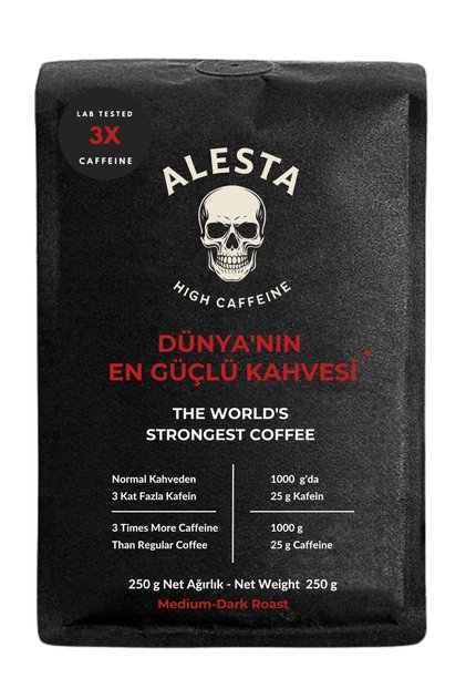 Yüksek Kafeinli Öğütülmüş Filtre Kahve 250 g | 3 Kat Kafein – High Caffeine (French Press & Makine)