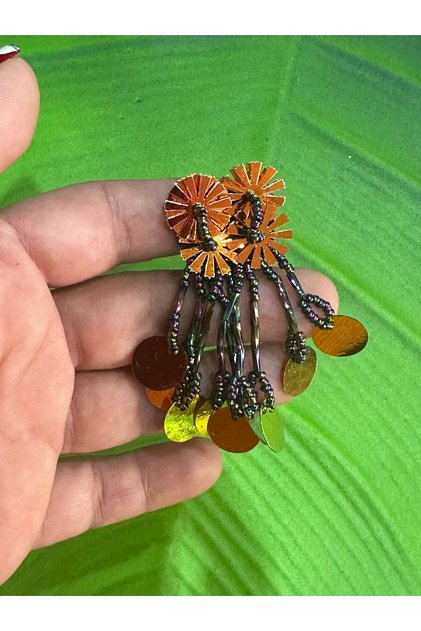 7X3 cm Bronze Sequin Flower Tassel Embroidery Sewing Accessory