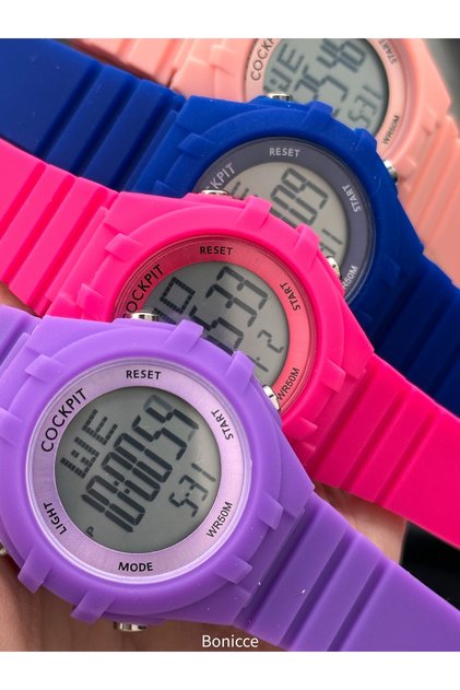 Havuz Denşz Uygun,alarm, Işıklı, Mor Silikon Kordon Kız Çocuk Dijital Spor Kol Saati Papatya Bilelik