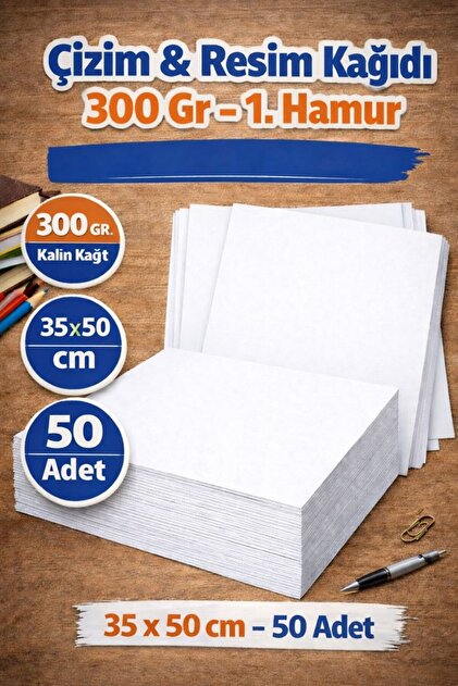 Çizim Resim Kağıdı 1. Hamur 300 gr 35x50 Cm 50 Adet (2,62 KG)