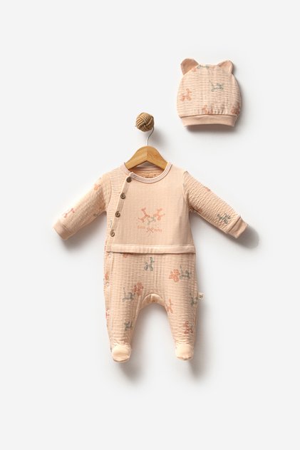 100% Organic Cotton Birth Party Baby Girl Buttoned Jumpsuit
