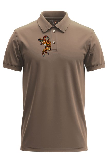Outdoor Style Mountain Goat Chest Printed Regular Fit 100% Cotton Polo Neck T-Shirt