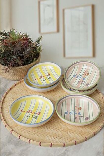 Keramika Reaktif Yeşil İsabella Yemek Tabağı 22 Cm 6 Adet Q84