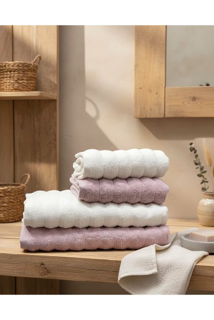 Micro Cotton 4-Piece Bathroom Set / Turkish Bath Set / Bath Towels / 2 Pieces 90X150 - 2 Pieces 50X90 / Bathroom Set
