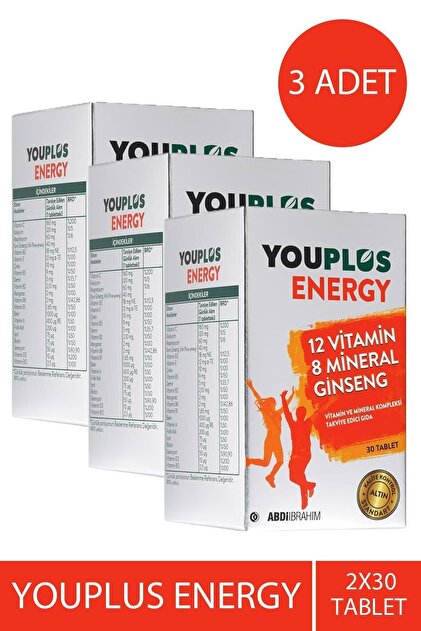 Energy 12 Vitamin ve 8 Mineral Kompleksi 30 Tablet x3 Adet