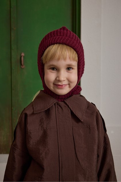 Örme Çocuk Balaclava Bere Bordo