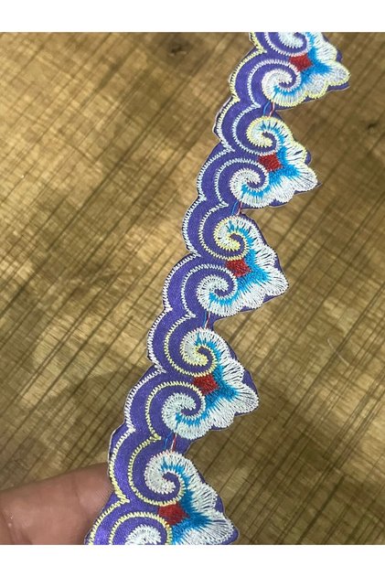 WIDTH 3 CM IRON-ADHED EMBROIDERY ETHNIC RIBBON APPLIQUE BORDER Purple