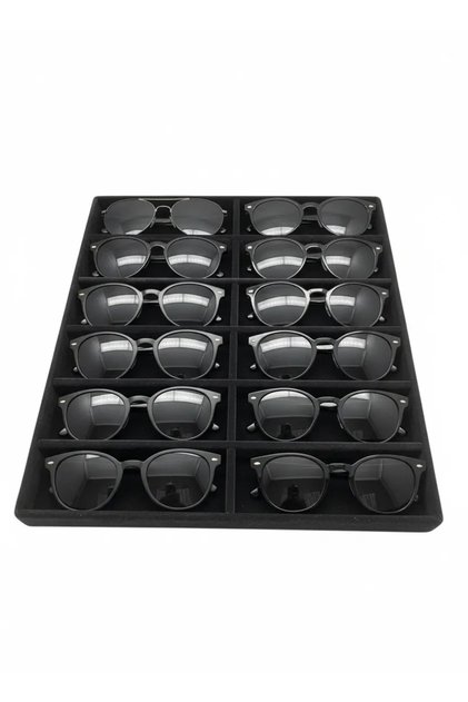 Domestic Production Havana Model Suede Fabric Black Color 38 cm / 36 cm Glasses Display Drawer Stand