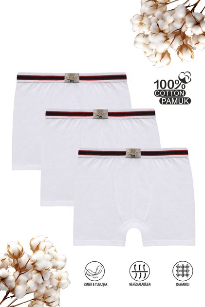 Özkan 0711 3 Pack Boys' 100% Cotton Flexible Soft Boxer Shorts