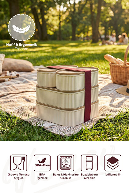 Vienev 4'lü Elastik Bantlı İstiflenebilir Pratik Saklama Kabı Seti