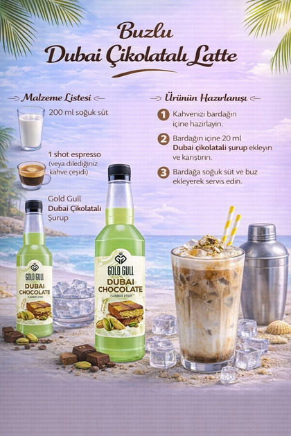 gold gull Dubai Çikolatası Aromalı Kahve & Meyve Şurupları
