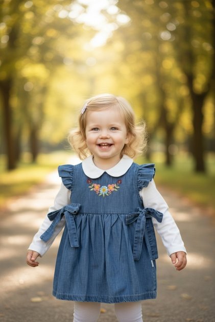 Bebe Yaka K0T Fabric Flowery Girls' Dress 6-18 Months