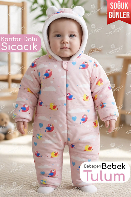 Baby Girl Salmon Cosmonaut Footless Jumpsuit