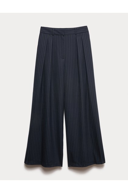Yün Karışımlı Geniş Paça Pantolon