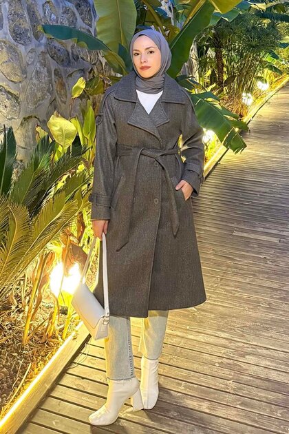 Shoulder Piping, Sleeve Epaulettes, Embroidered Coat, Anthracite