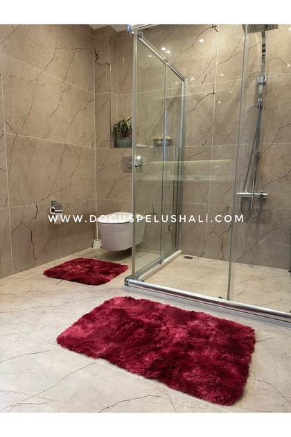 Batik Tavşan Fuşya Kaymaz Tabanlı 2'li Banyo Halısı Seti