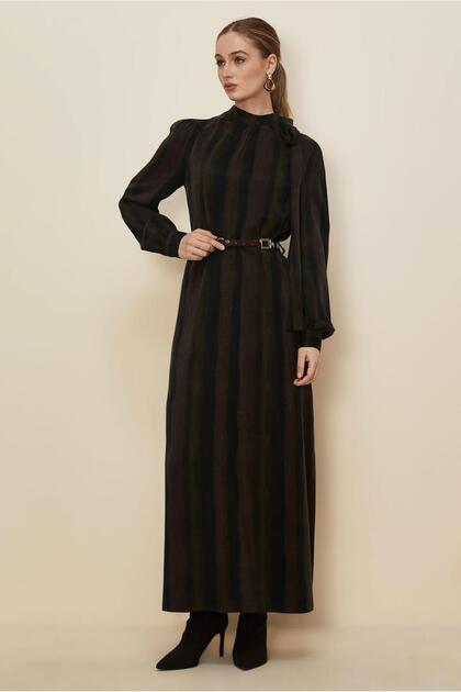 Belted Scarf Detail Dress 46105