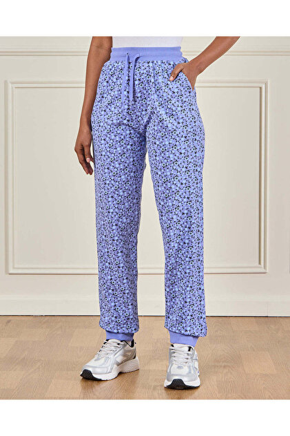 Senior Girls Blue Printed Track Pants