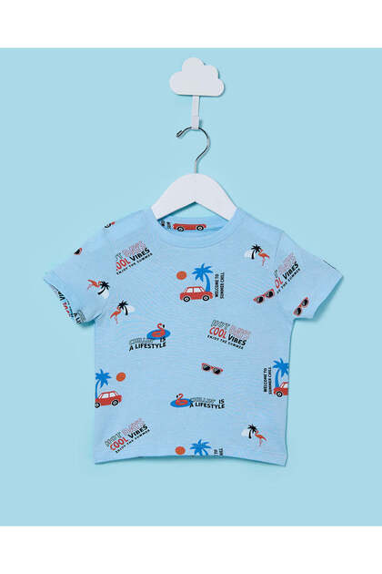 Infant Boys Blue Printed T-Shirt