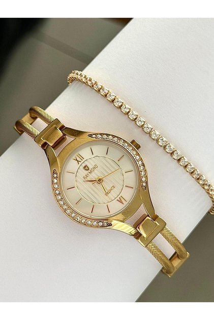 Rym-5034 Quartz Women's Watch - Waterproof - Case and Strap Steel - 2 Years Warranty Gold-White
