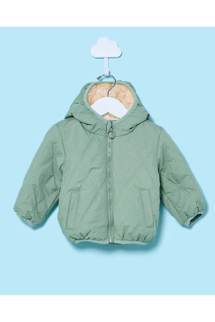 Infant Girls Green Hooded Quilt Jacket