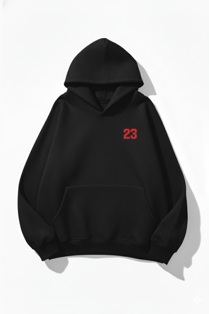 Unisex Soft Textured Heart Trace B Printed Design O Oversized 3 Thread Hoodie Sweatshirt