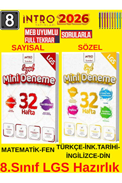 Mozaik Yayınları İntro 8.Sınıf Lgs Sayısal-Sözel 32 Haftalık Mini