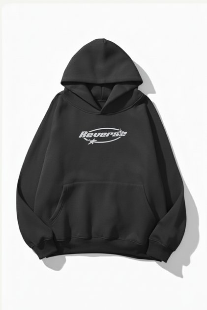 Unisex Soft Textured Reverse Digital Printed Design Oversized 3 Thread Hoodie Sweatshirt