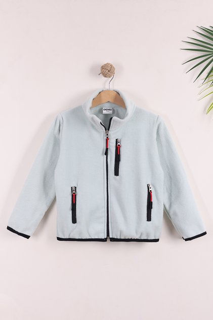 Children's Unisex Fleece Jacket with Elastic Cuffs and Zipper, 3 Pockets