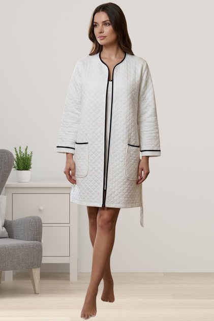 Effortt Ecru Short Quilted Women's Dressing Gown