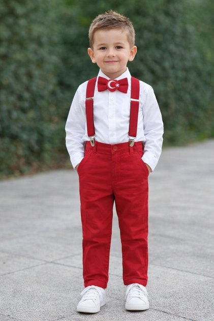 Turkish Flag April 23, Reading Day, Celebration Bow Tie Set (Suitable for Ages 1-7)