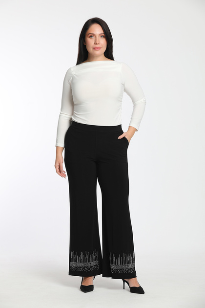 Plus Size Women's Trousers with Stone Detail on the Cuffs
