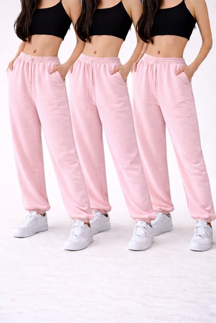3-Piece High Waist Winter Fleece-Lined Unisex Full Fit Elasticated Leg Sweatpants