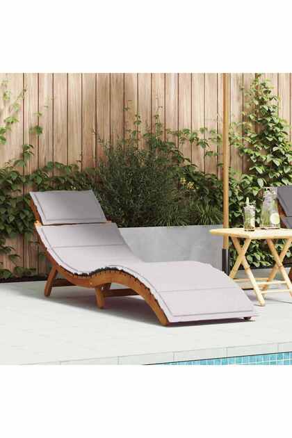 Sun lounger Light Grey 55 x 184 x 64cm Solid Acacia Wood