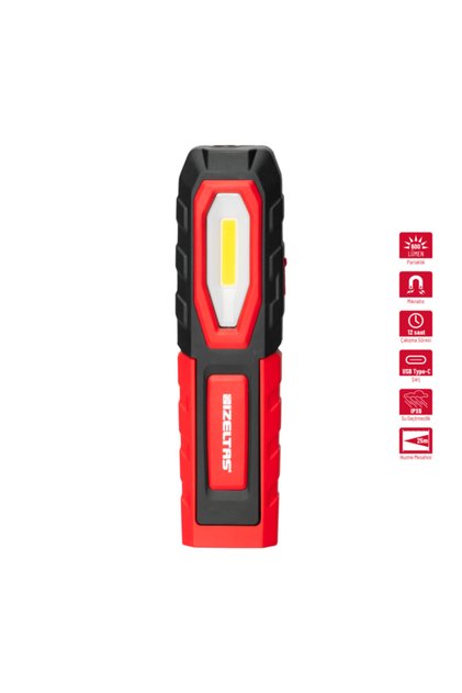 600 Lümen COB LED Çalışma Lambası - Mıknatıslı, Askılı ve Type-C Şarjlı IPX6 Koruma