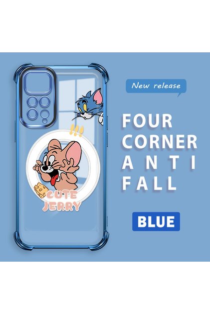 Redmi Note 11S Compatible Transparent Silicone Flutter Protective Case Tom and Jerry