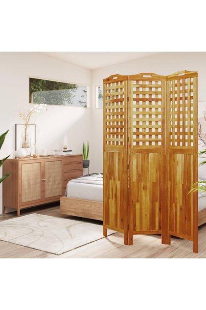 3-Panel Room Divider 121.5x2x180 cm Solid Wood Acacia