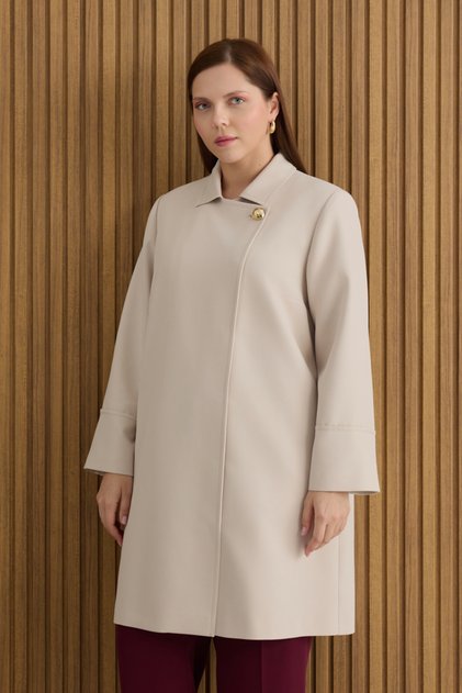 Beige Collar Side Closure Cap