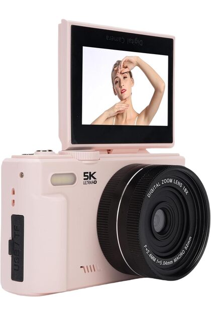 KAZEMTECH 5K Dijital Retro Video Kamera 75MP 18X Zoom Flaşlı (64GB
